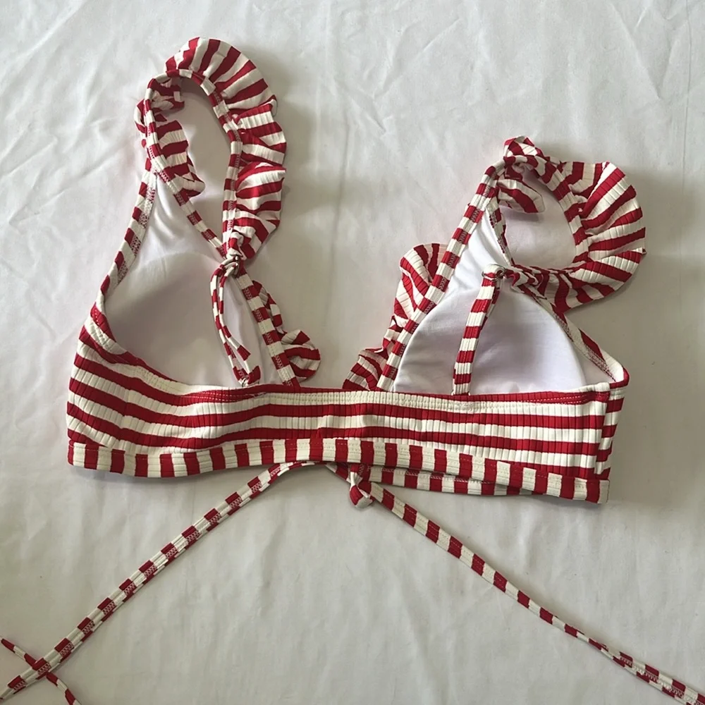 Stripped Ruffle Bikini Top - Picture 3 of 3